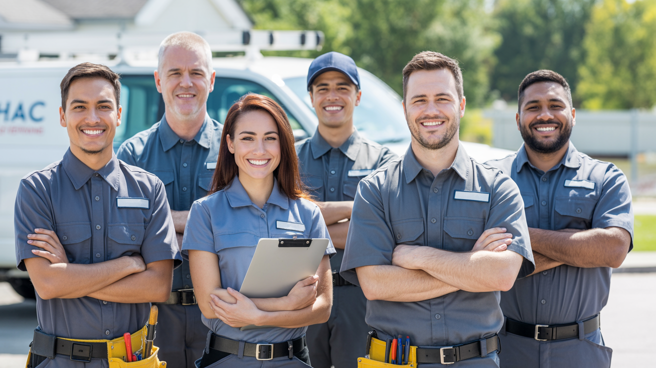 Professional HVAC technician team