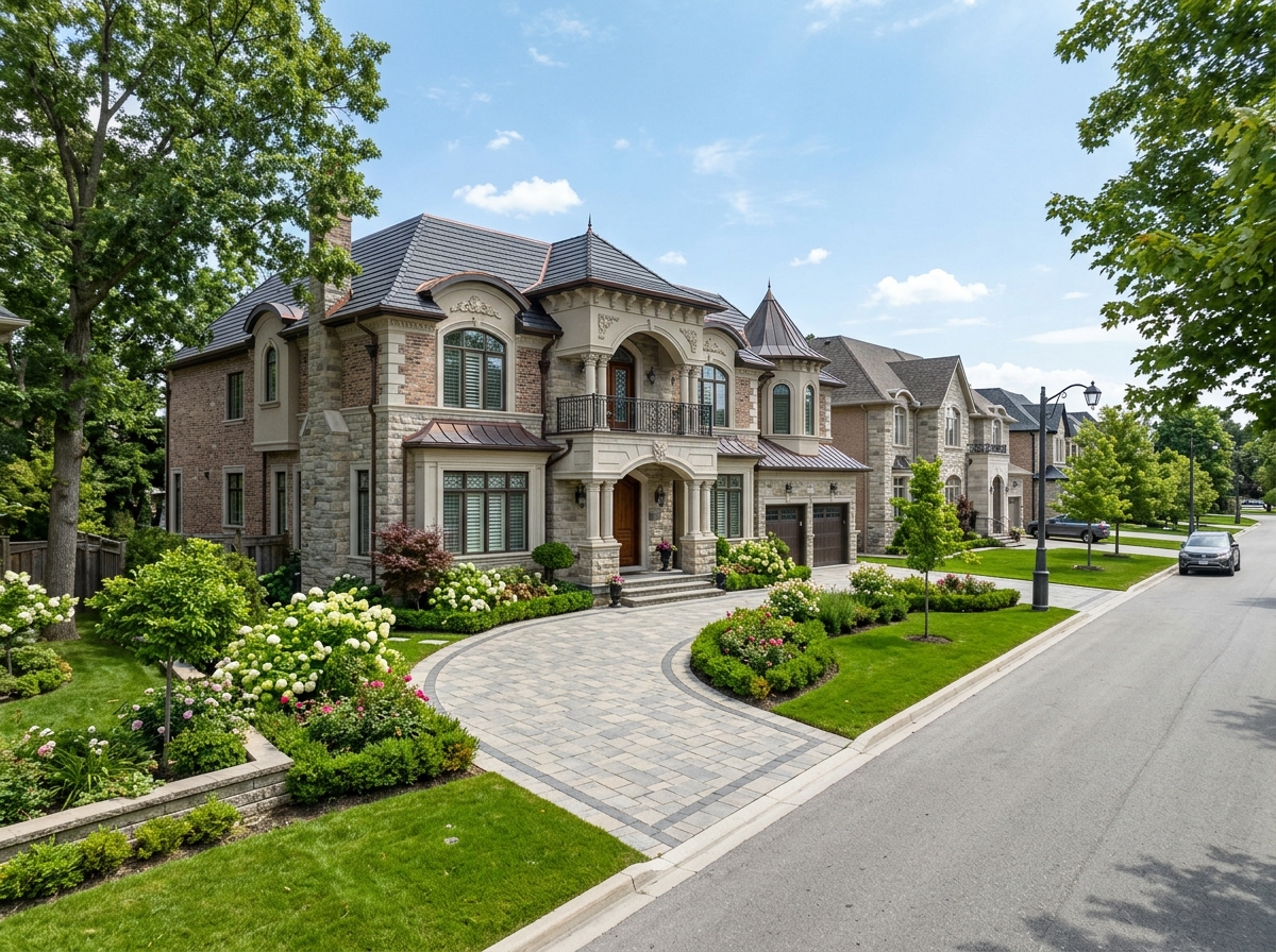 Upscale Italian-influenced detached homes with interlock driveways in Woodbridge, Vaughan