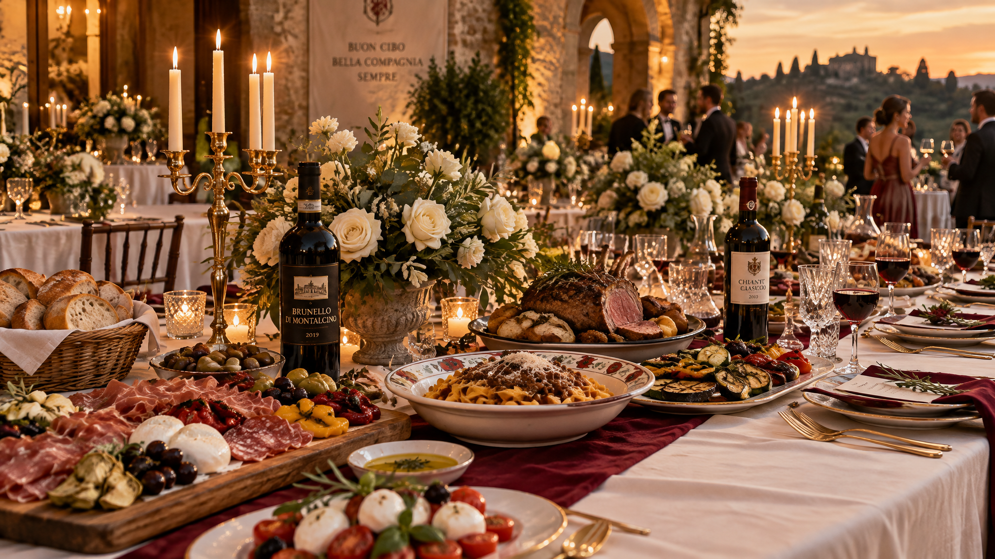 Elegant Italian catering banquet table