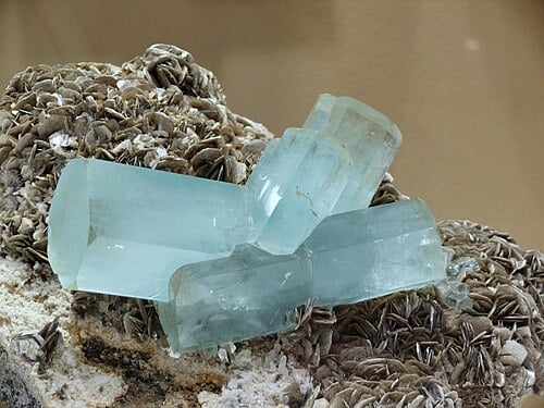 Pale blue aquamarine crystal