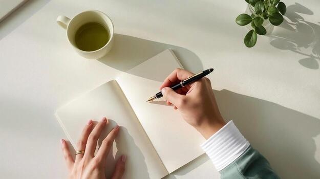 Thoughtful writing with fountain pen
