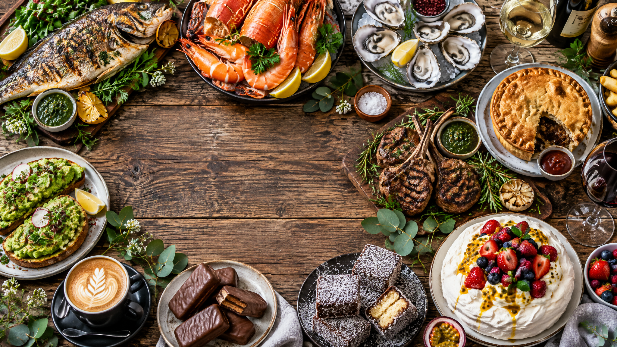 Australian food spread featuring diverse dishes