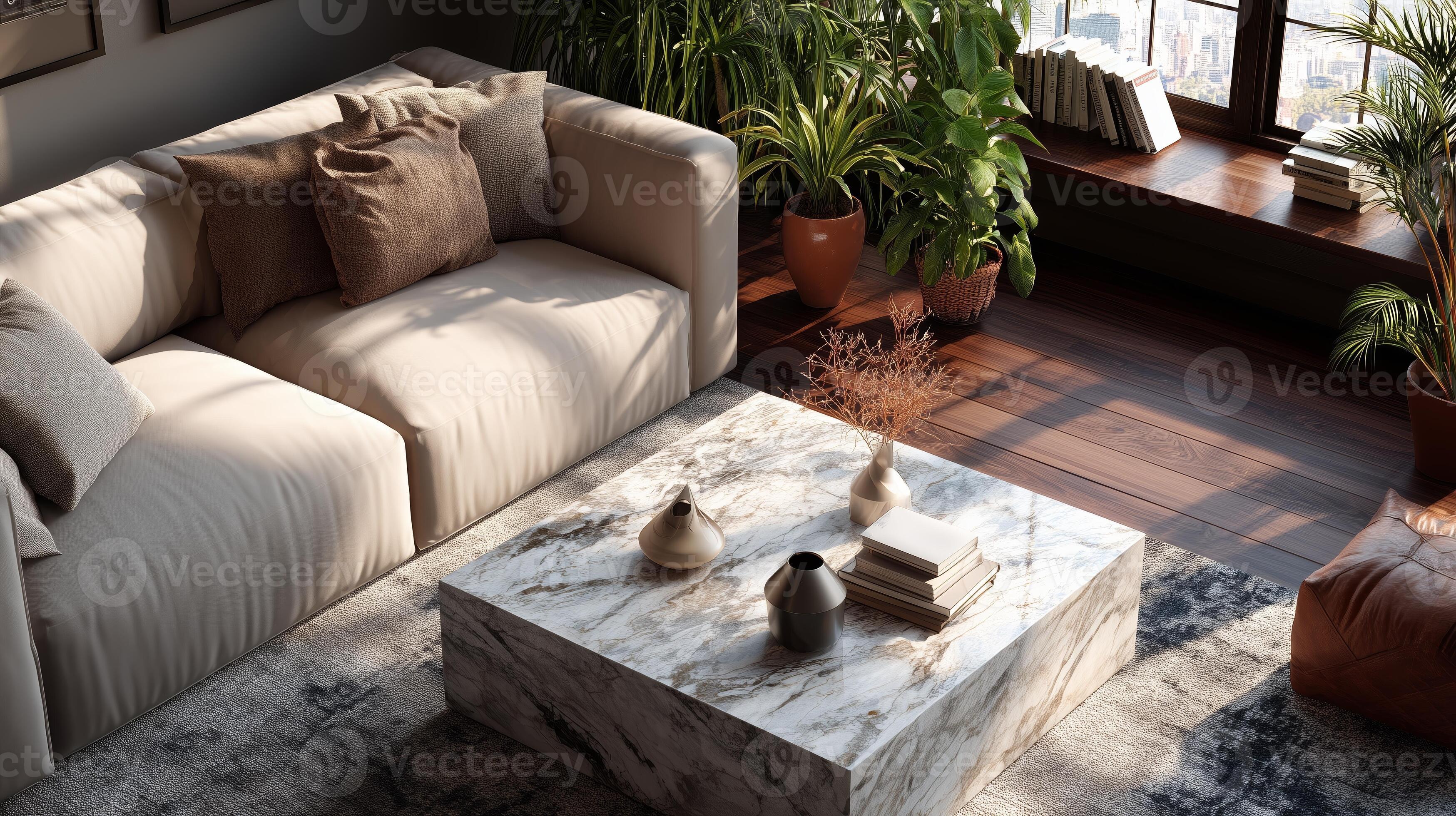 Sala de estar moderna com iluminação natural