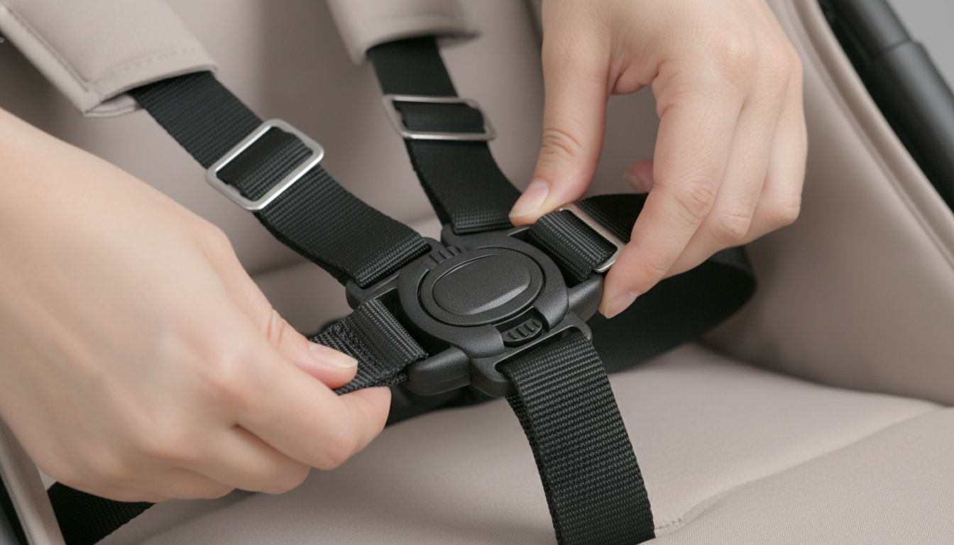 O Melhor Carrinho de Bebê: Guia Completo para Escolher com Amor e Segurança em 2025 2 Close-up do cinto de segurança de 5 pontos