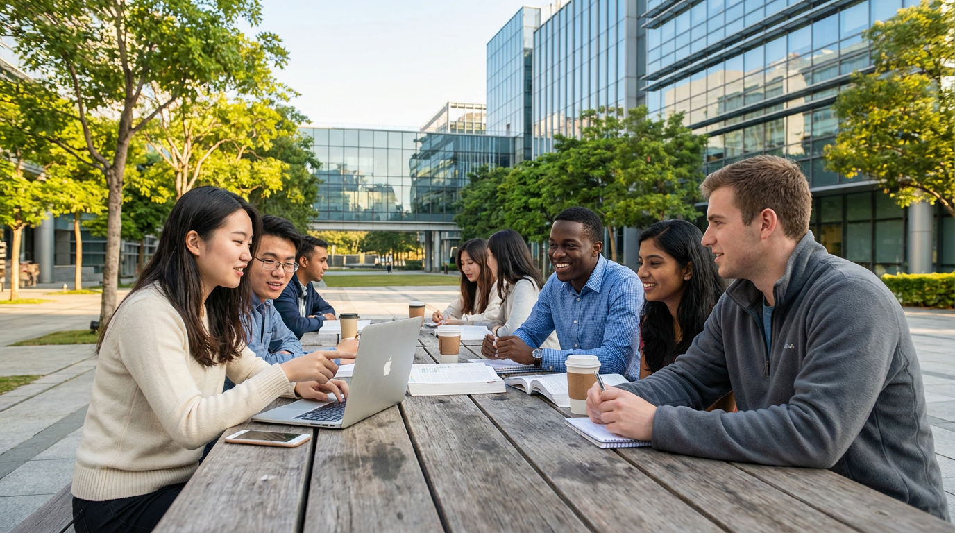 Students on campus in Hong Kong