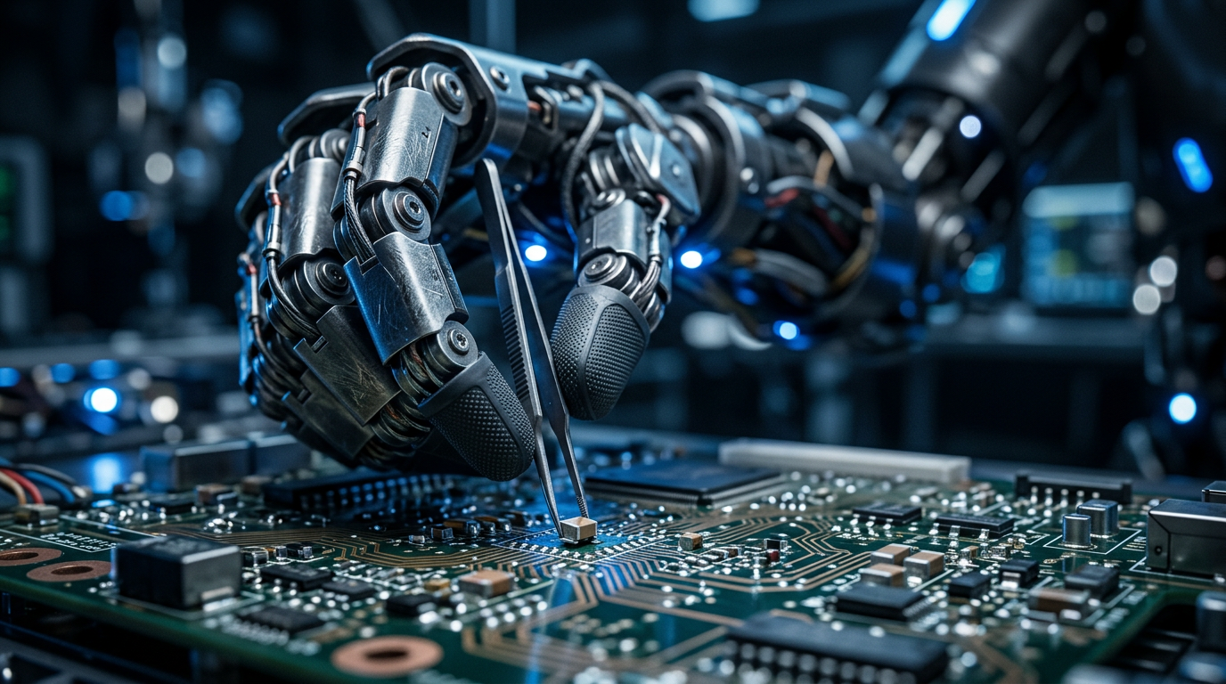 Precision robotic hand performing fine manipulation