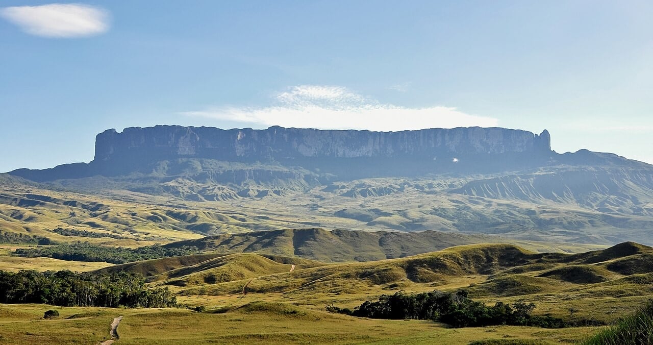 Flat-topped Mount Roraima tepui in cloud