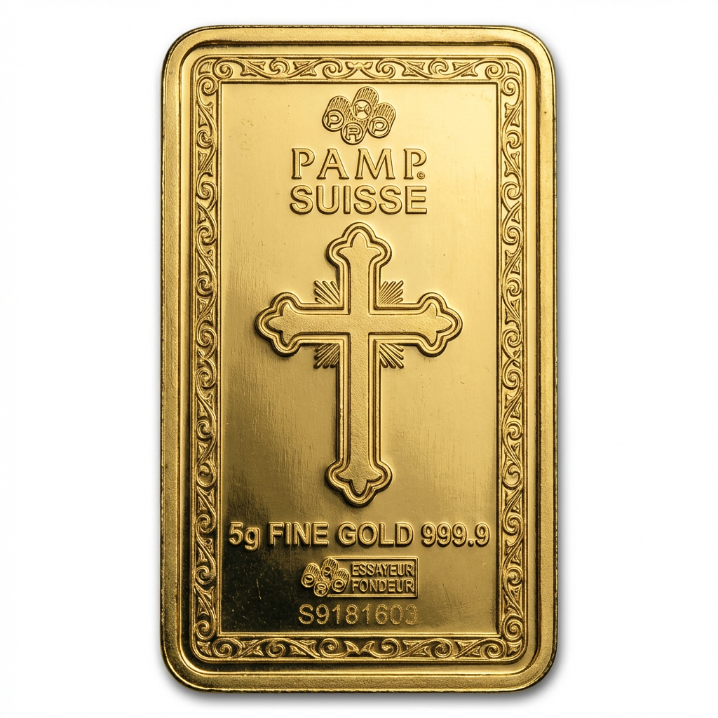 PAMP 5 Gram Christian Cross Gold Bar