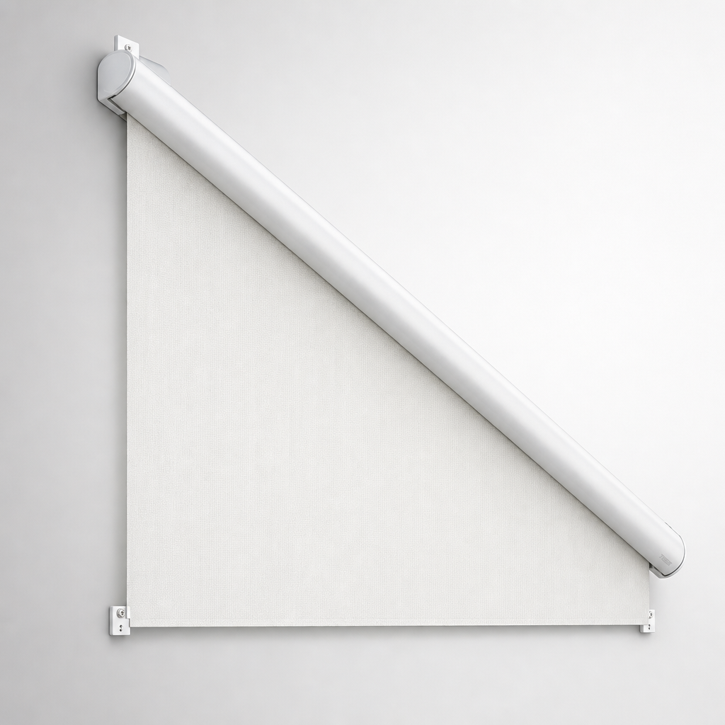 Compact & Blackout Shades — Guthrie Douglas TESS 601 Compact Blackout Triangular Roller Shade — distributed by Blind Solutions®