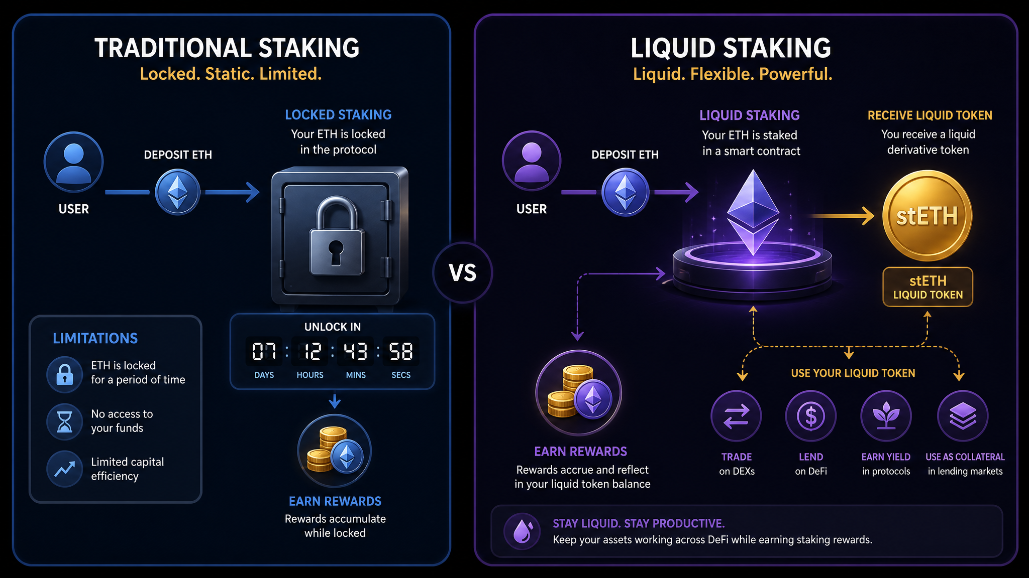 crypto staking vs liquid staking comparison for beginners 2026