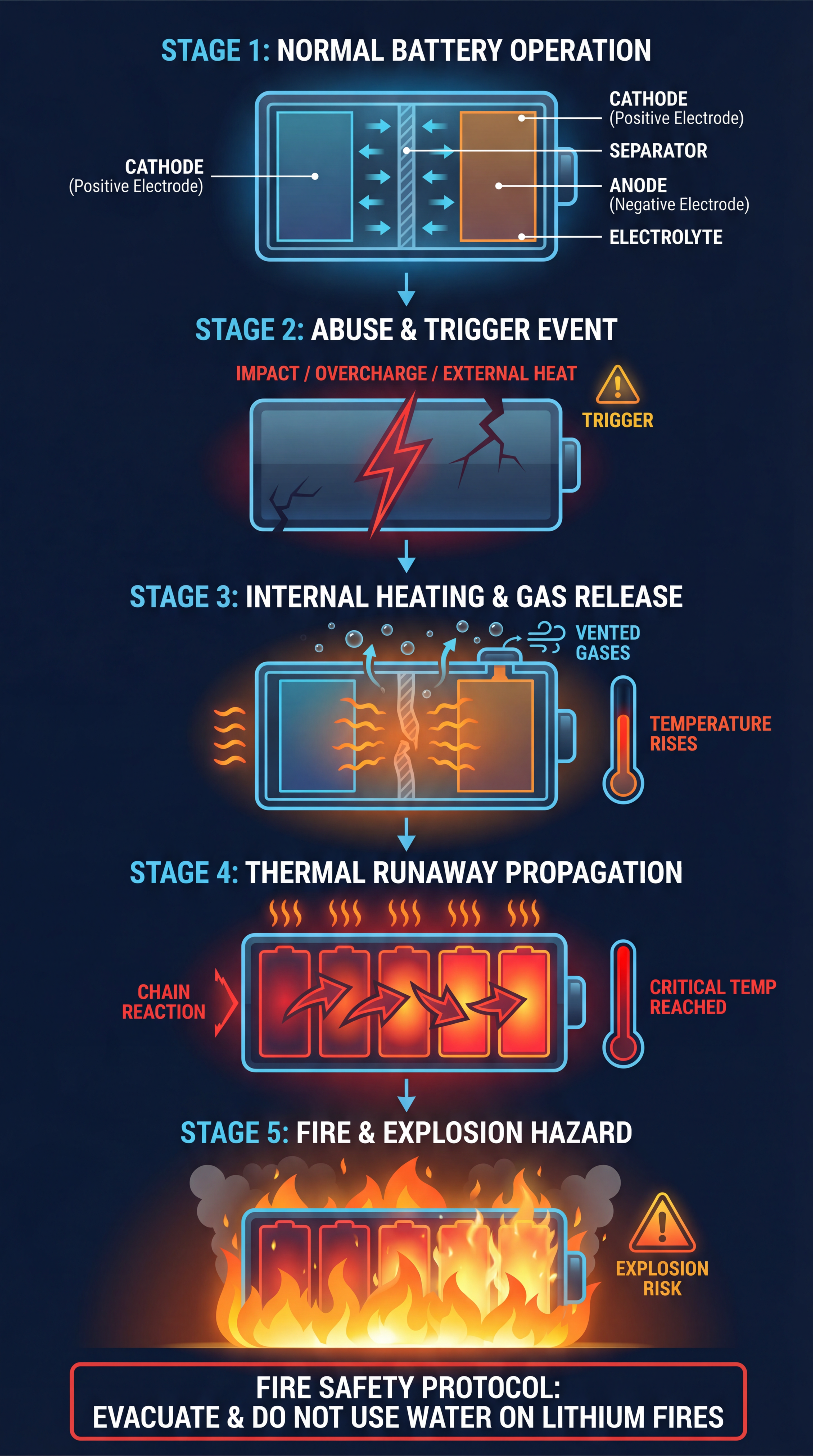 Lithium battery thermal runaway process diagram
