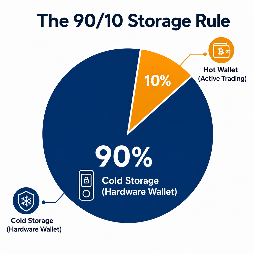 crypto wallet types 90/10 rule cold storage vs hot wallet allocation