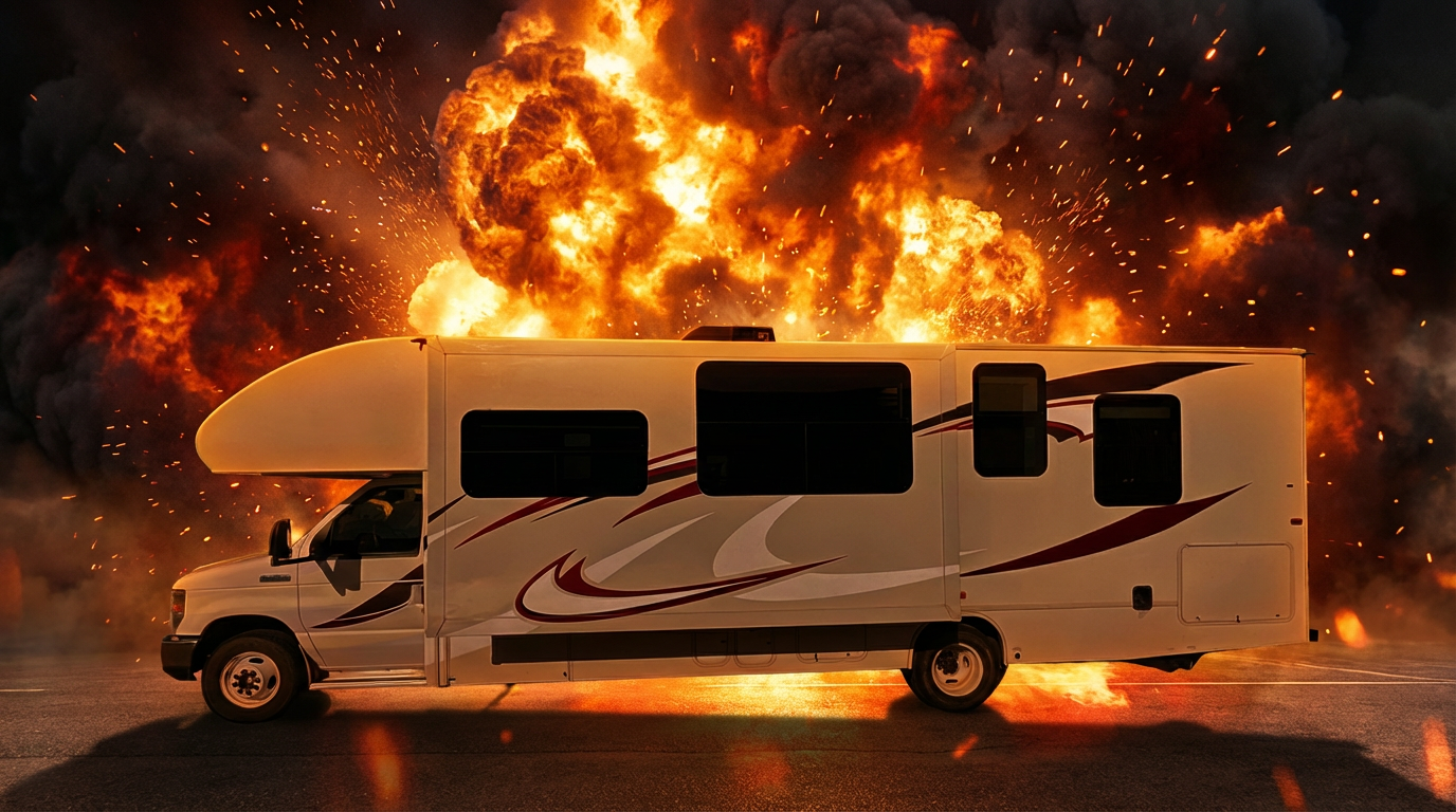 Class C motorhome — driver side view-No Protection