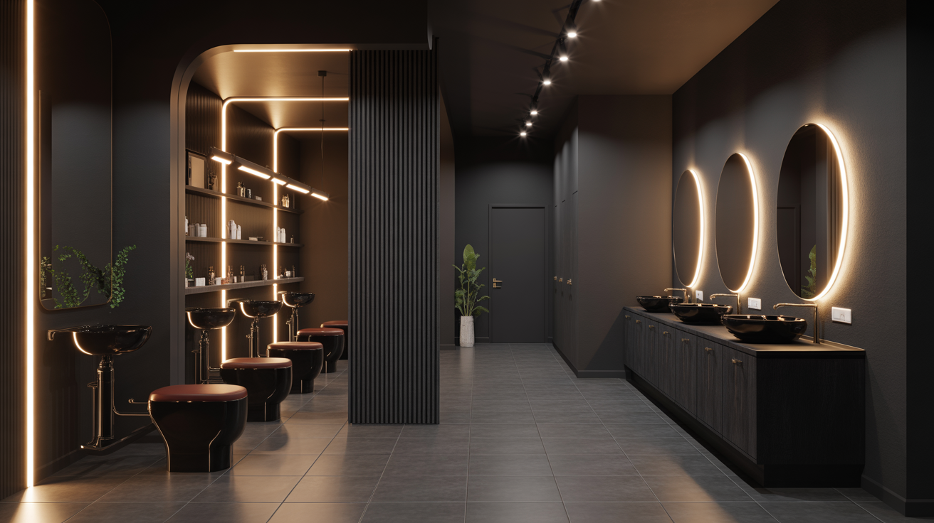 NOIR Studio Salon-Interieur mit modernem Design