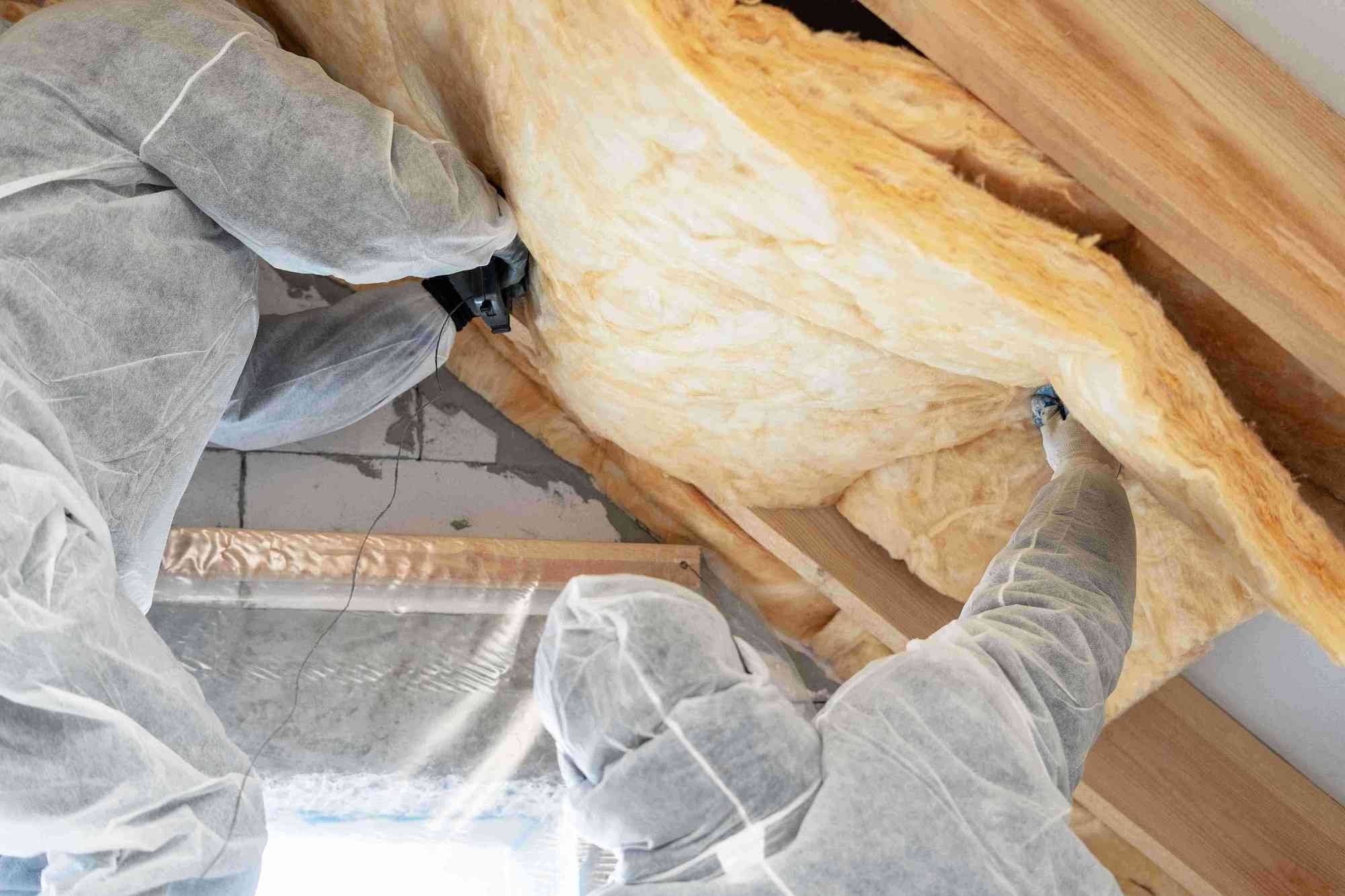 Attic roof insulation installation