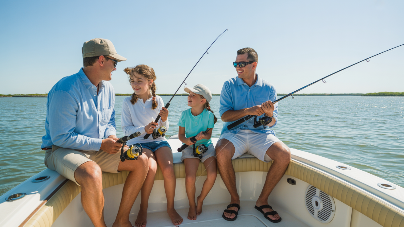 Family fishing background