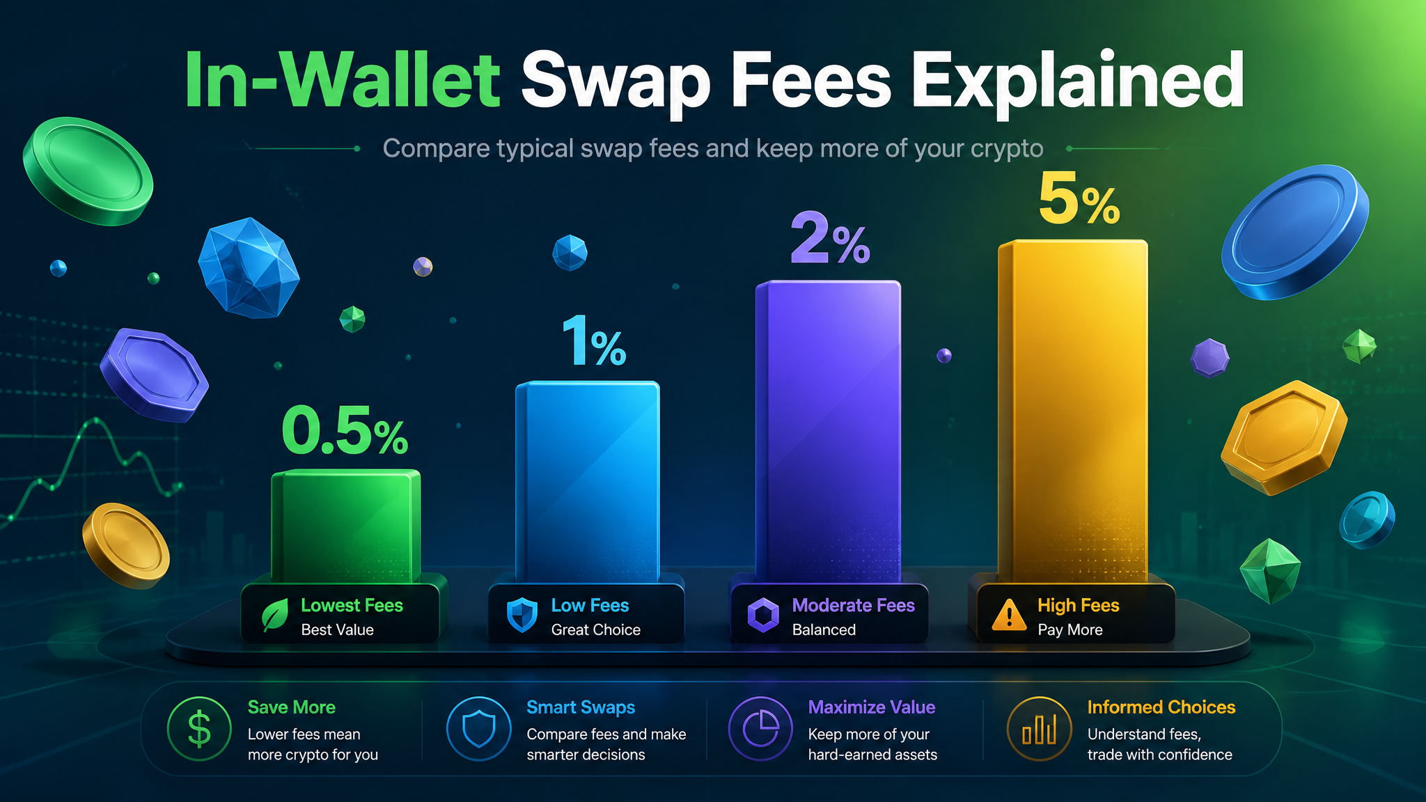 Exodus wallet in-wallet swap fees explained 2026 comparison