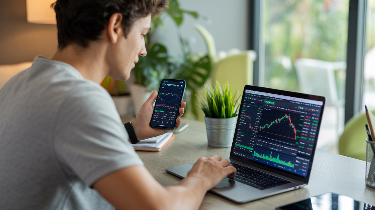 Pessoa usando home broker