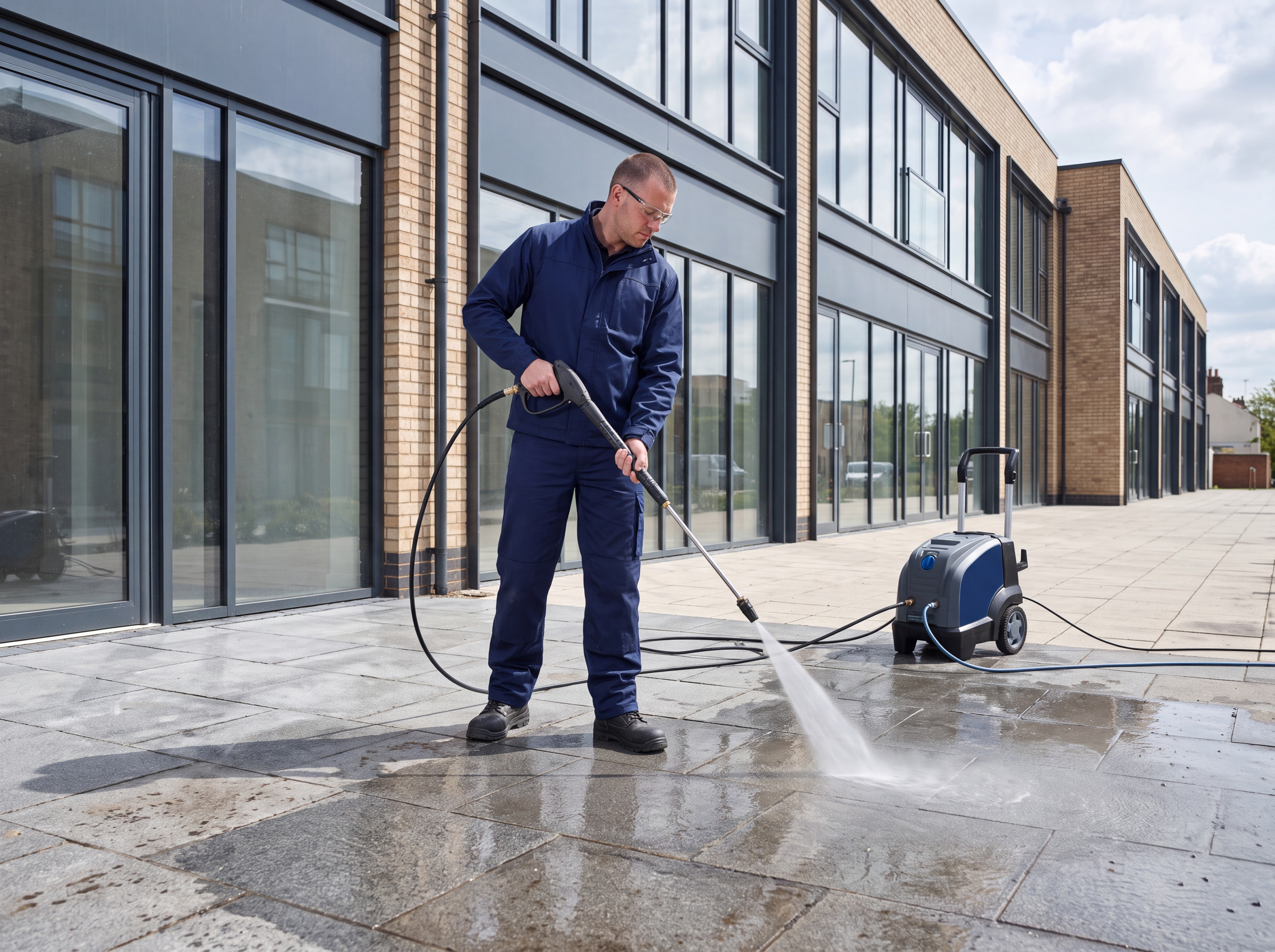 Shop front and pavement pressure washing