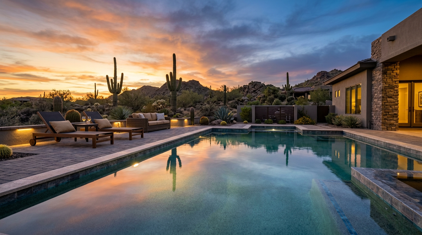 Arizona pool at dusk