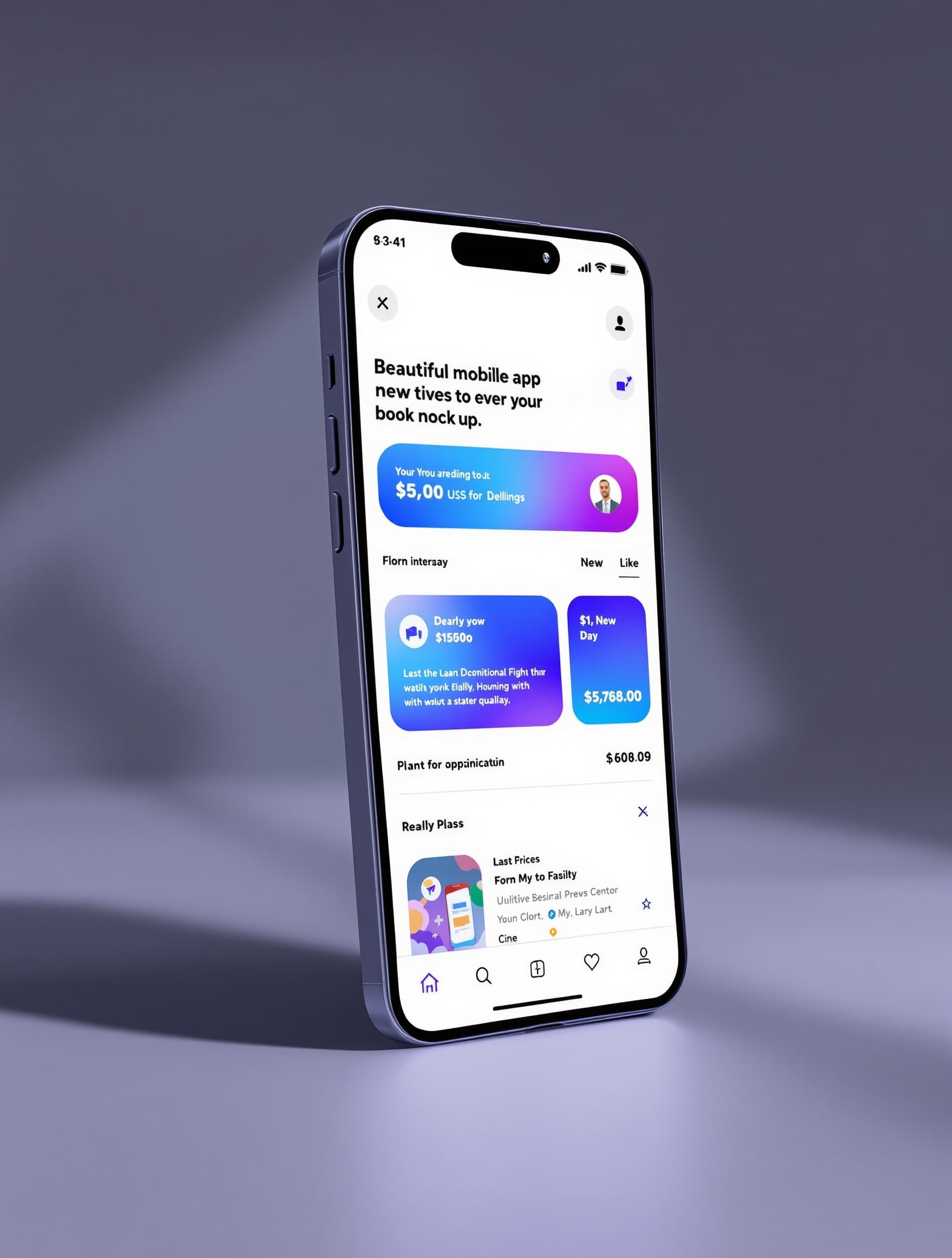 Mobile phone displaying a beautifully designed app interface created with PusWeb