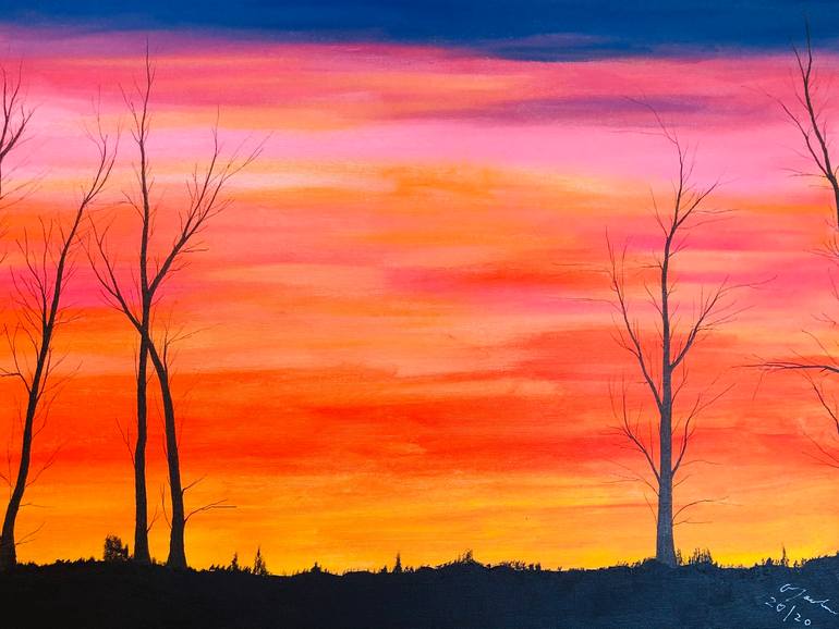 Sunset Blaze Oil Painting