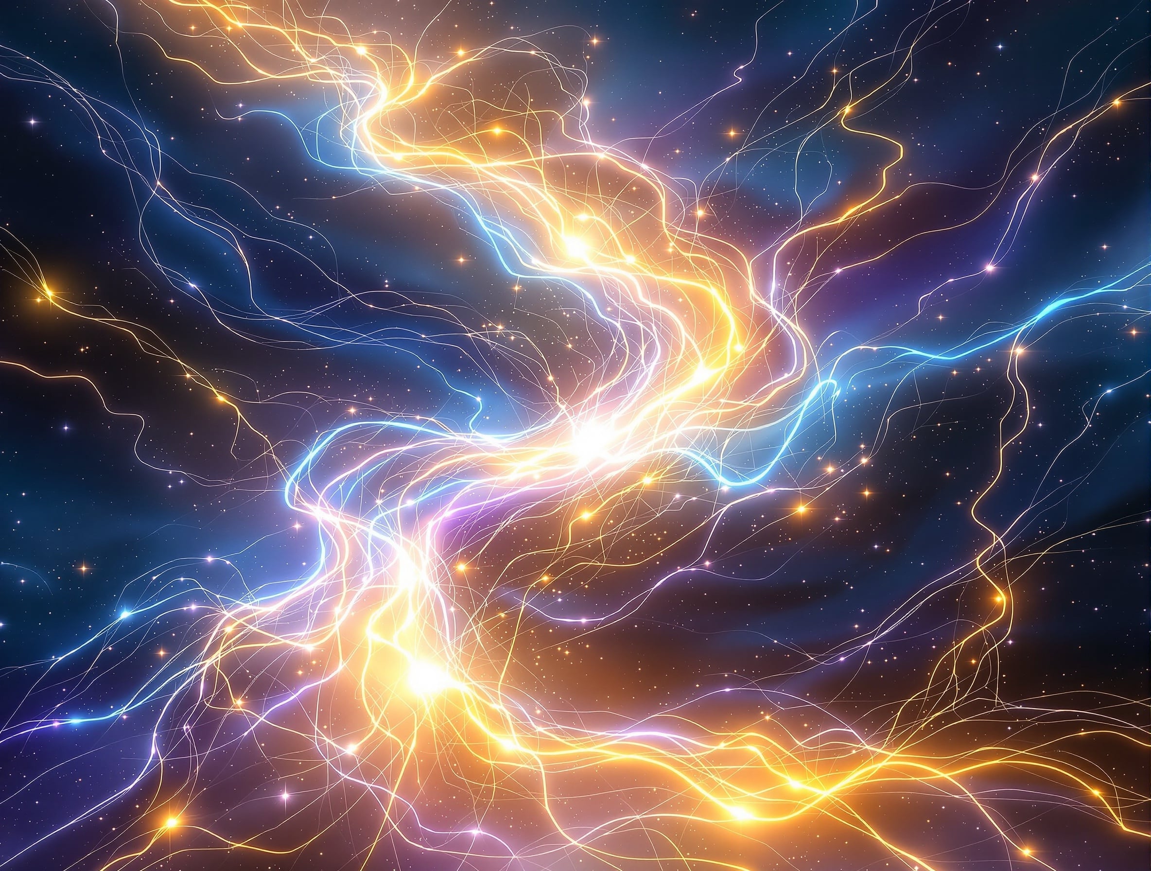 Apstraktni tokovi svetlosne energije i vibracija u kosmičkom prostoru koji simbolizuju univerzalnu povezanost i svest