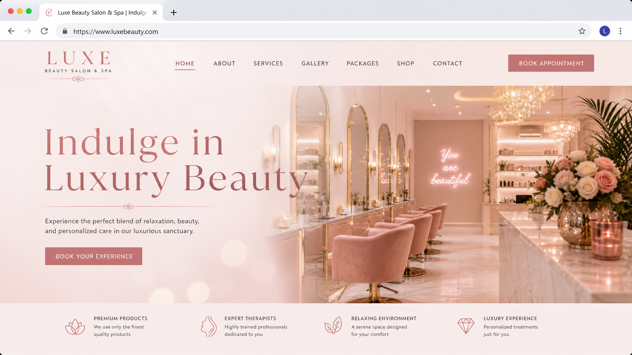 Glamour Studio Salon - Beauty Salon website design by LocalWebEdge