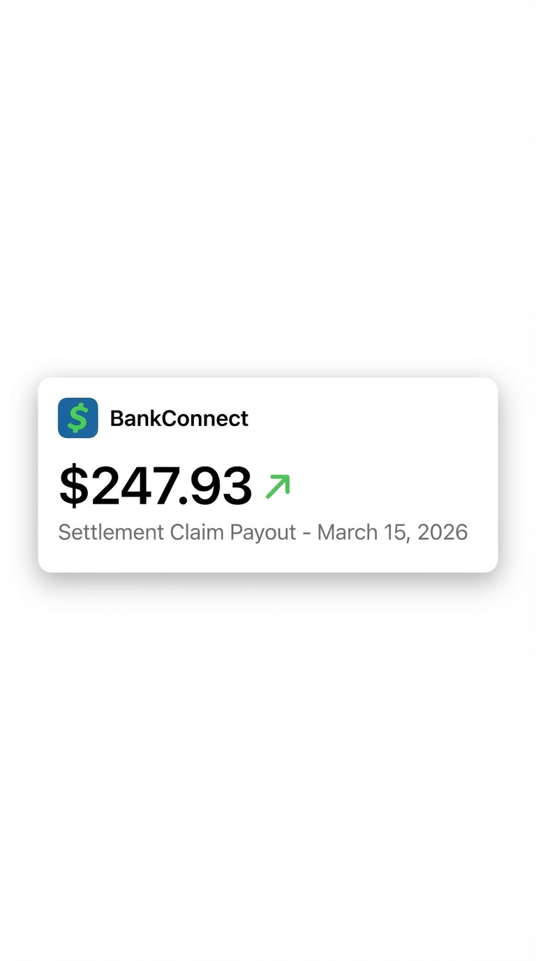 Settlement Claim Payout of $247.93 received March 15, 2026