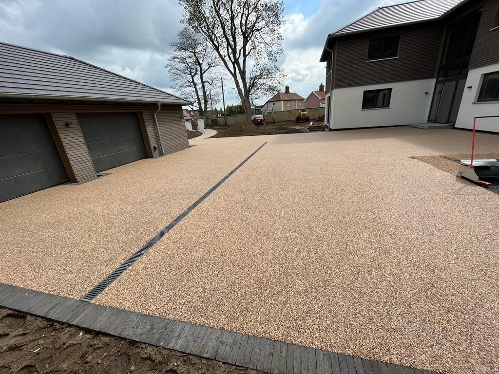 New garden fencing with concrete posts