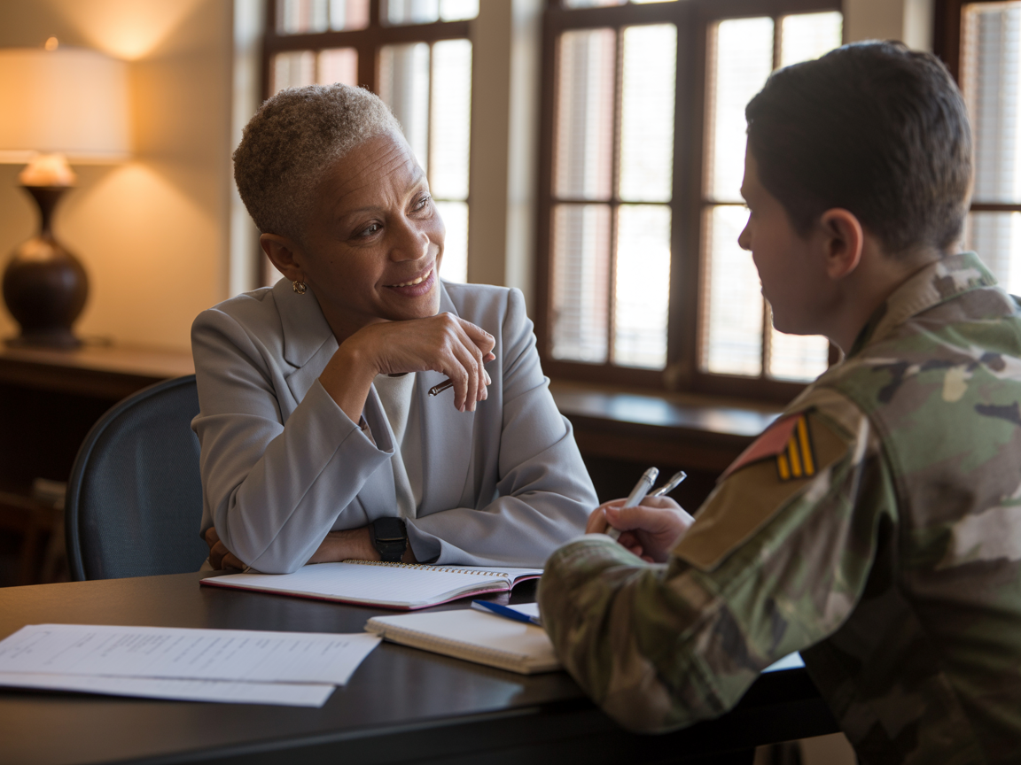 Vicki Wilson mentoring a young veteran