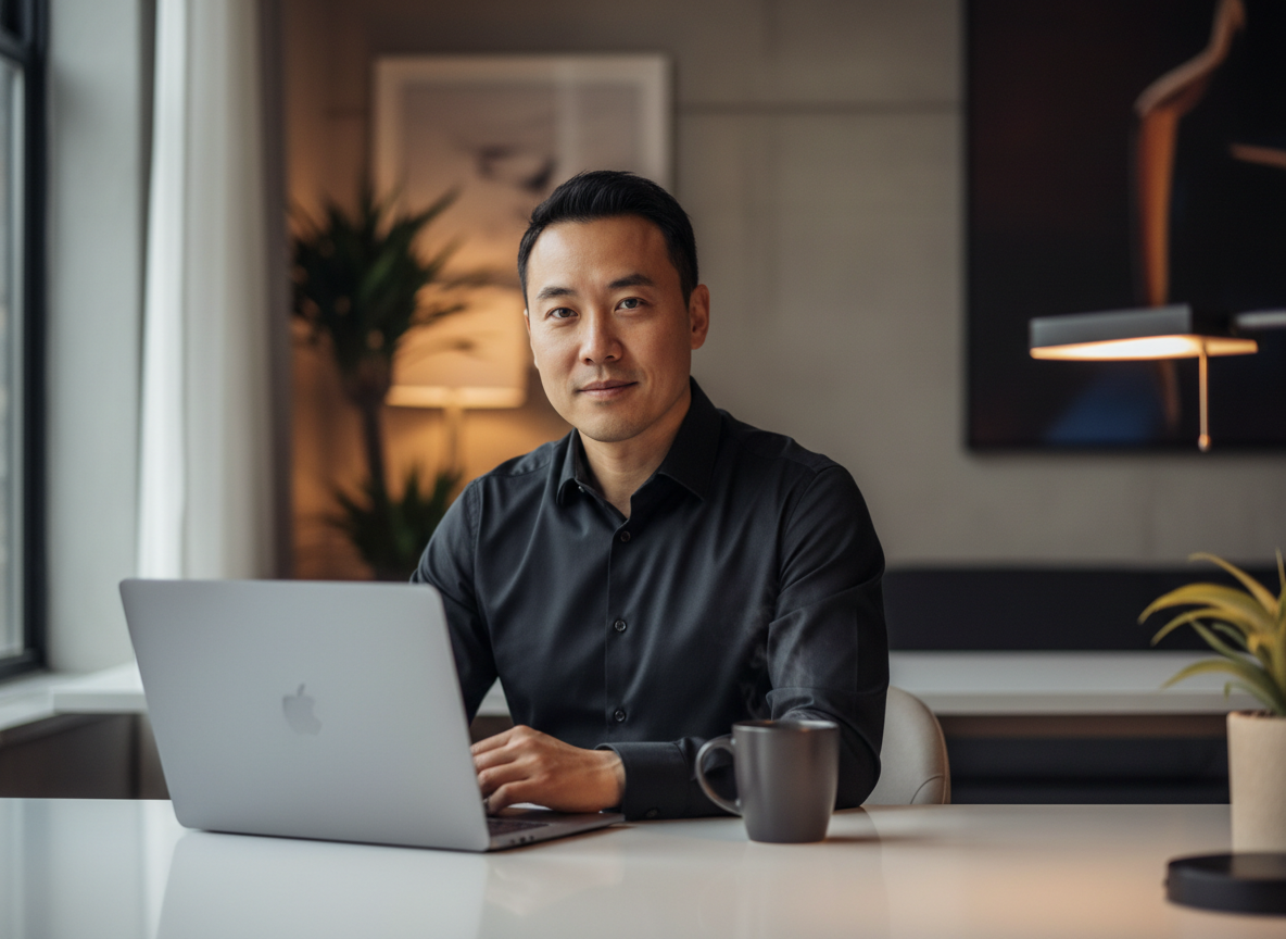 Sharp focused successful professional at desk
