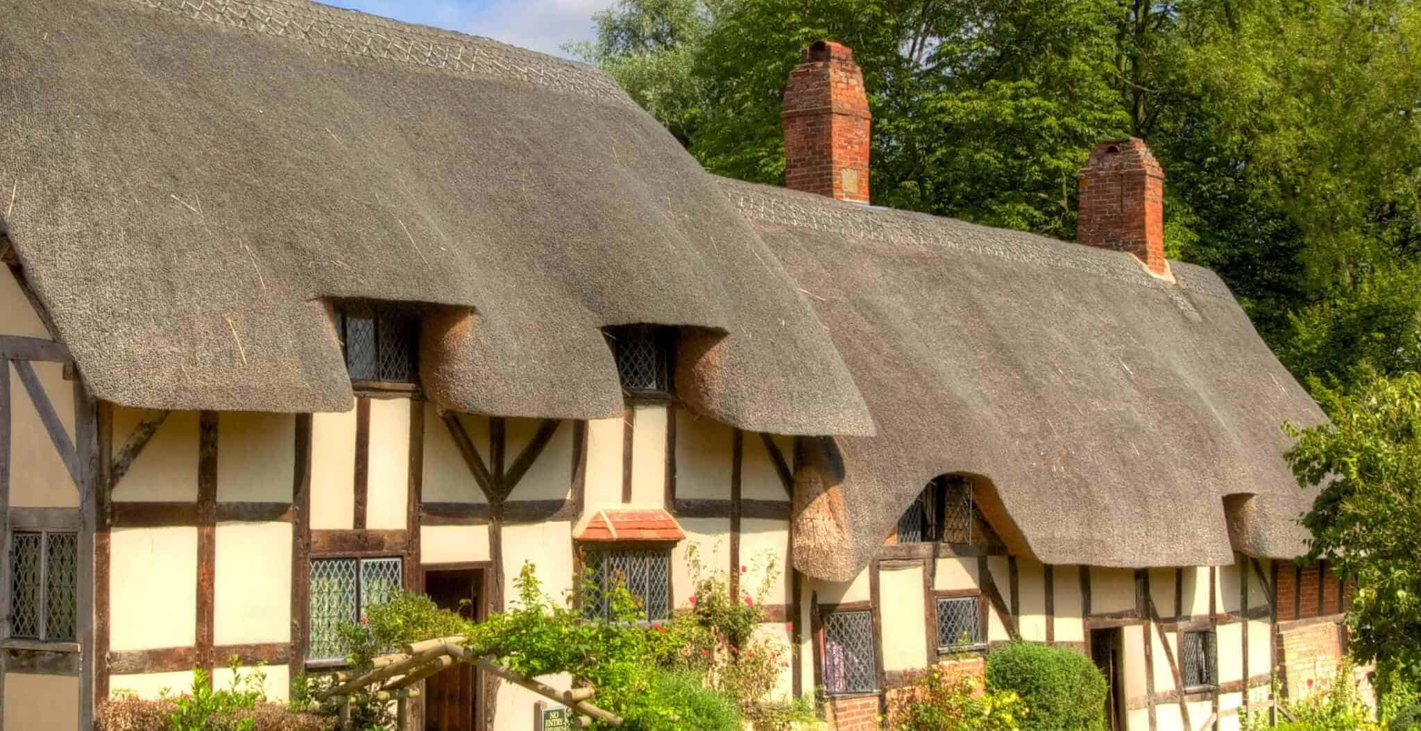 Traditional UK cottage with tiled roof