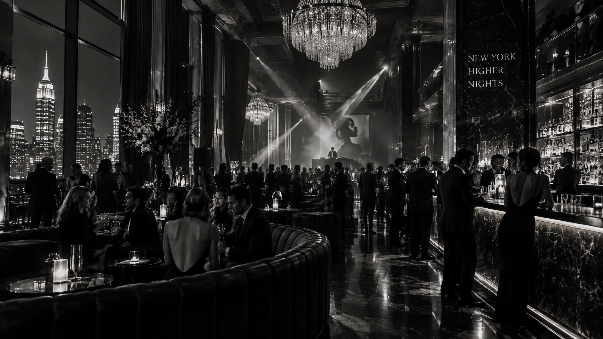 Upscale nightlife venue interior