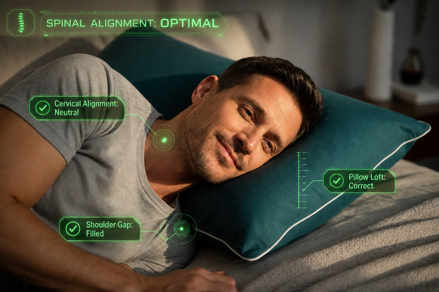 Right pillow — neutral spine
