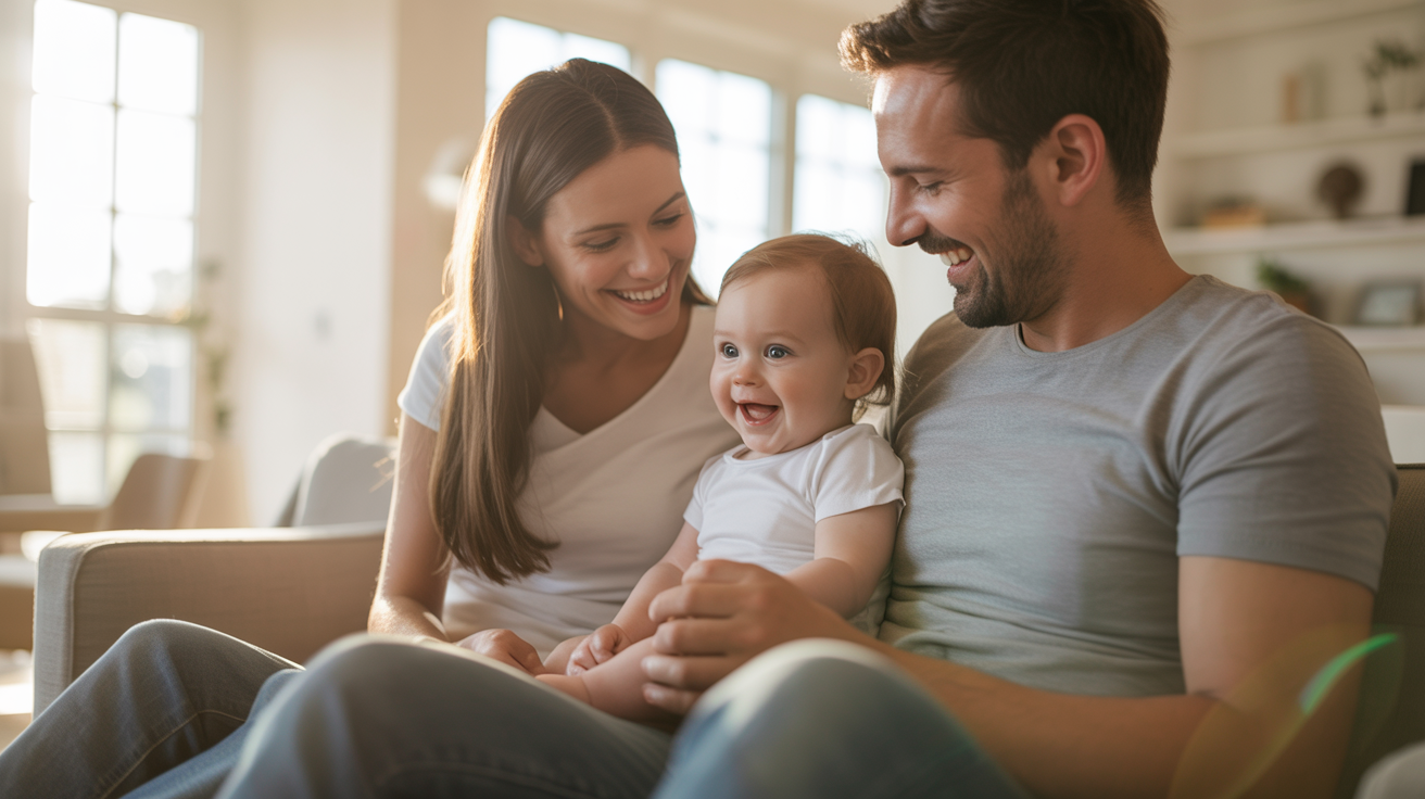 Happy family with baby