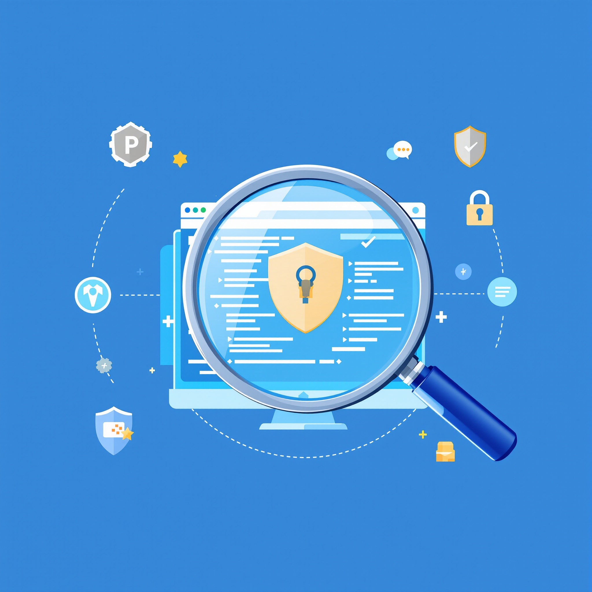 Security scanning illustration showing comprehensive website analysis
