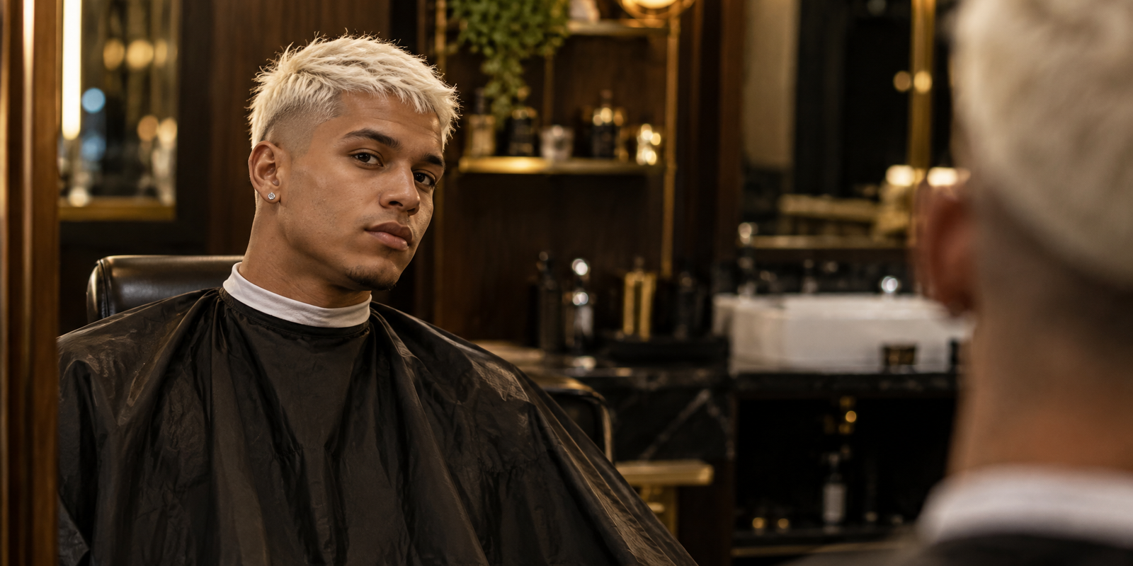 Cabelo masculino platinado feito em barbearia de Sorocaba