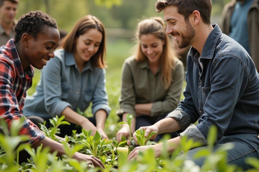 Youth engaged in community building and service activities