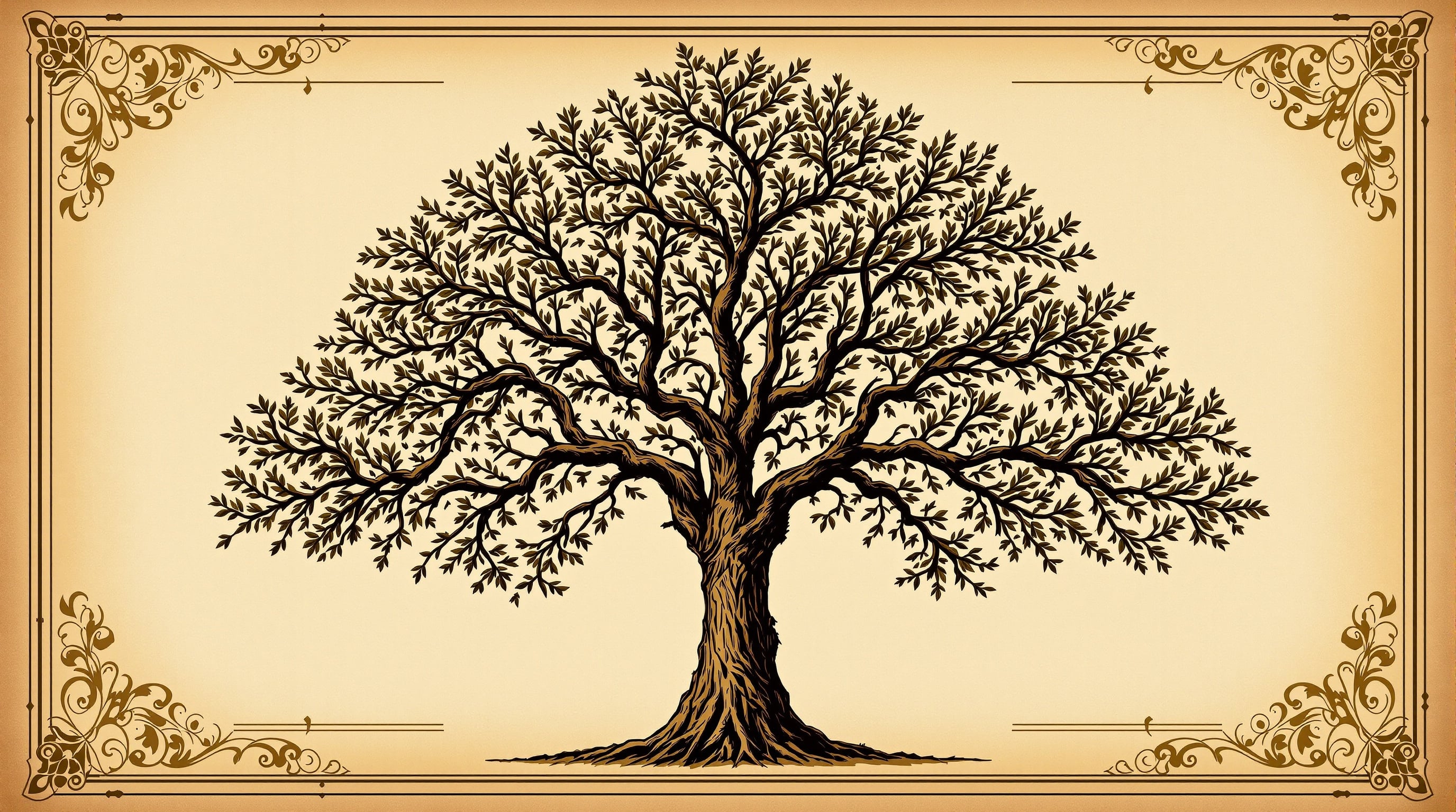 Vintage family tree illustration on parchment