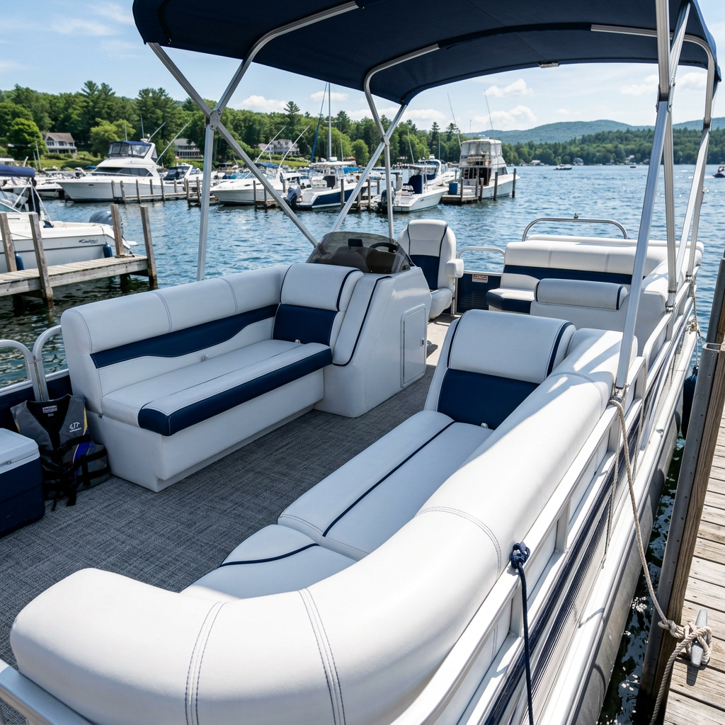 Freshly upholstered boat seats