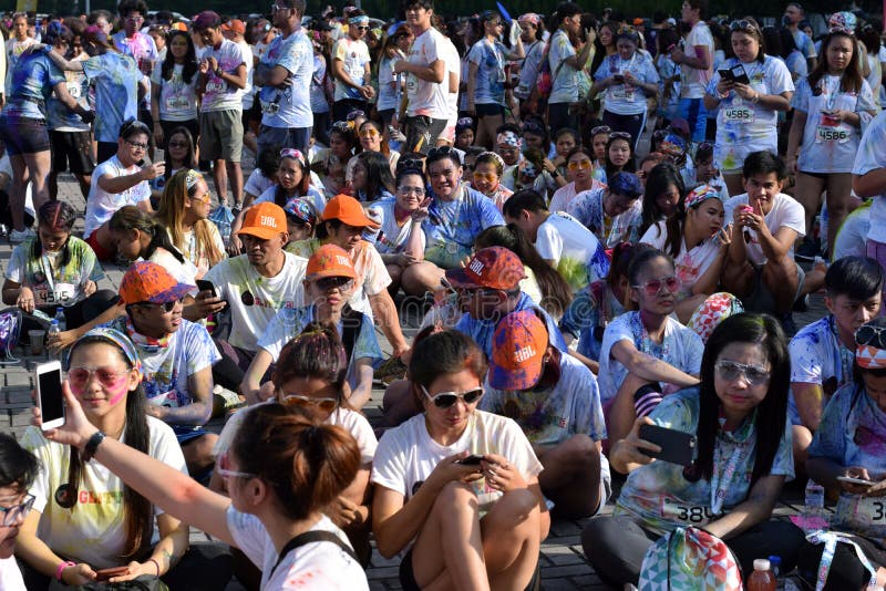 Fun run event with energetic crowd