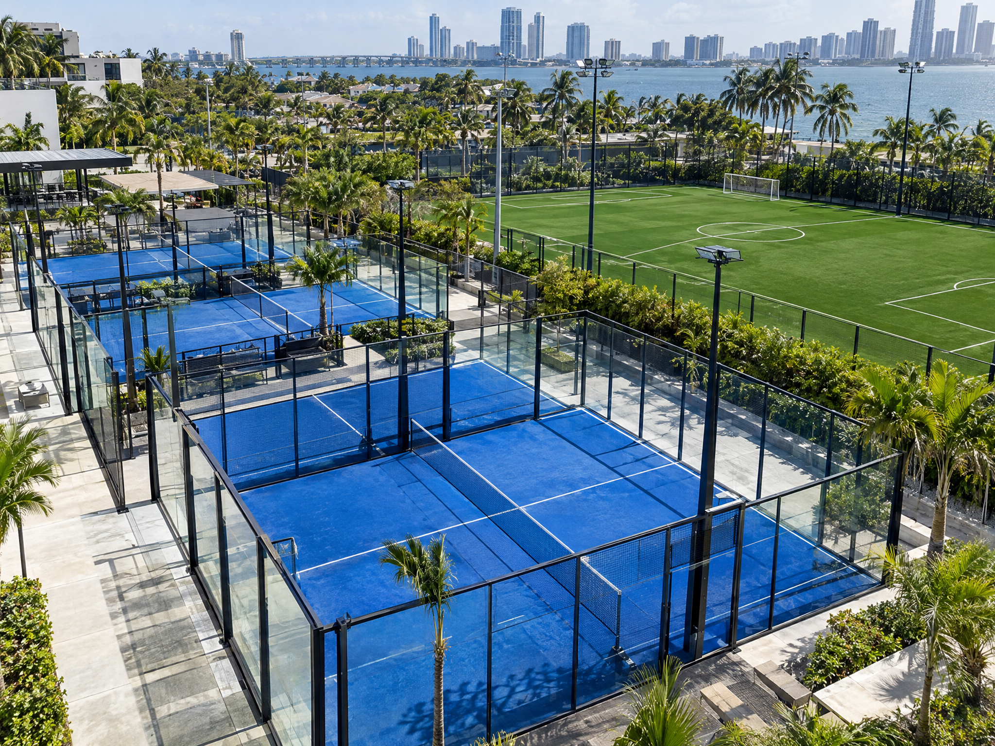 Padel courts and synthetic turf field complex in Miami