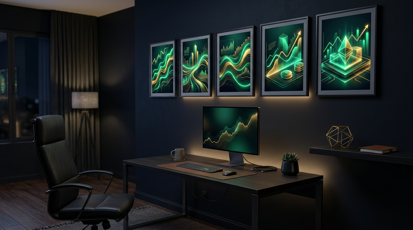 Trader's Wall Set — Six pieces sized for a desk setup.