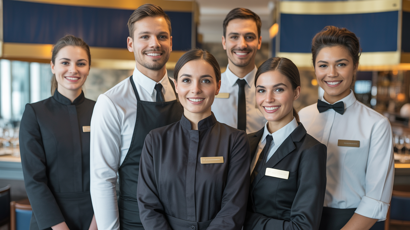 Team of professional hospitality workers