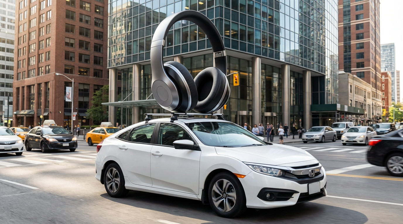 Wireless Headphones 3D Model on Car