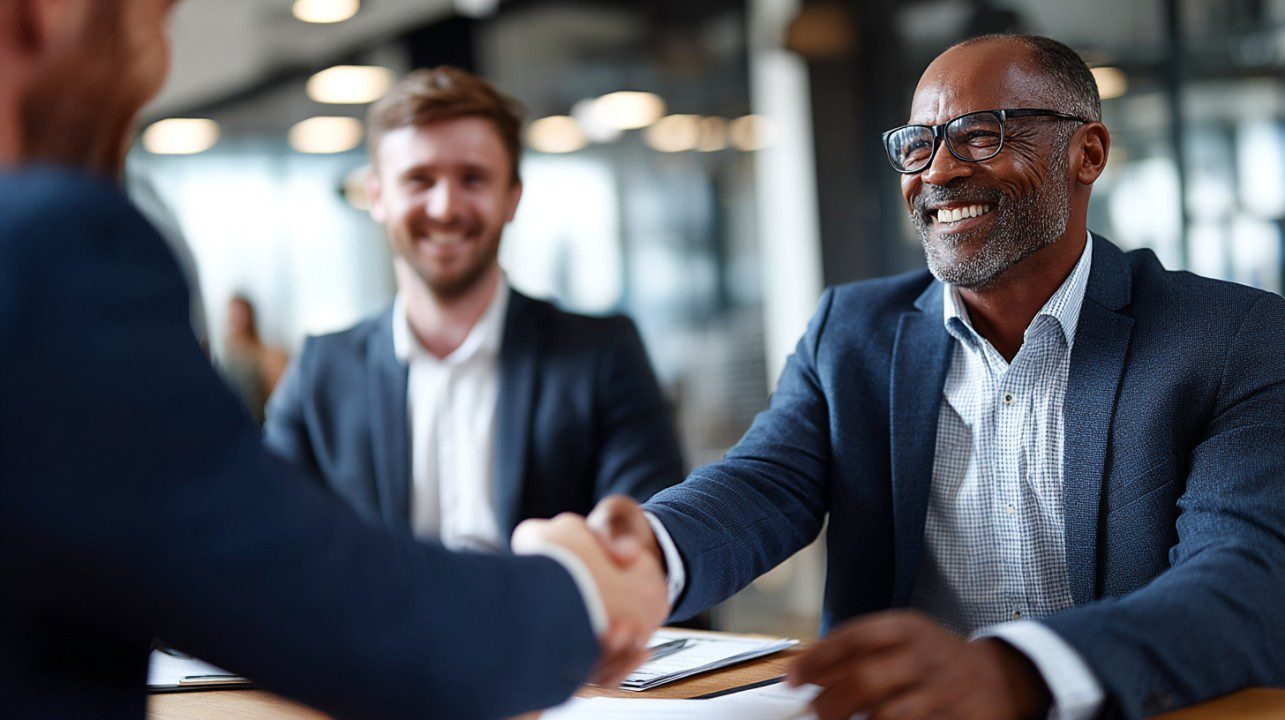 Professional business networking handshake
