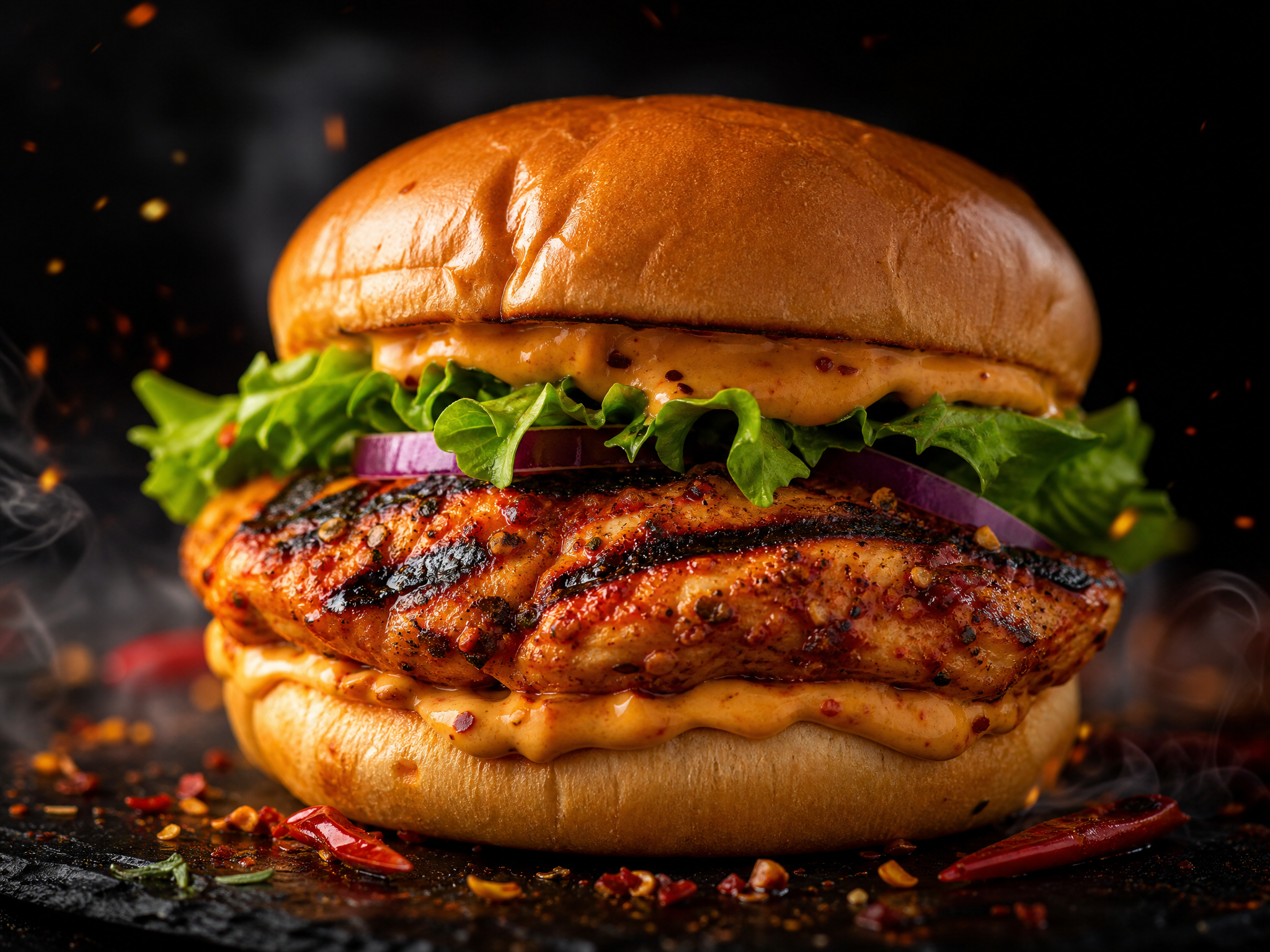 Spiced Hot Rock Chicken Burger