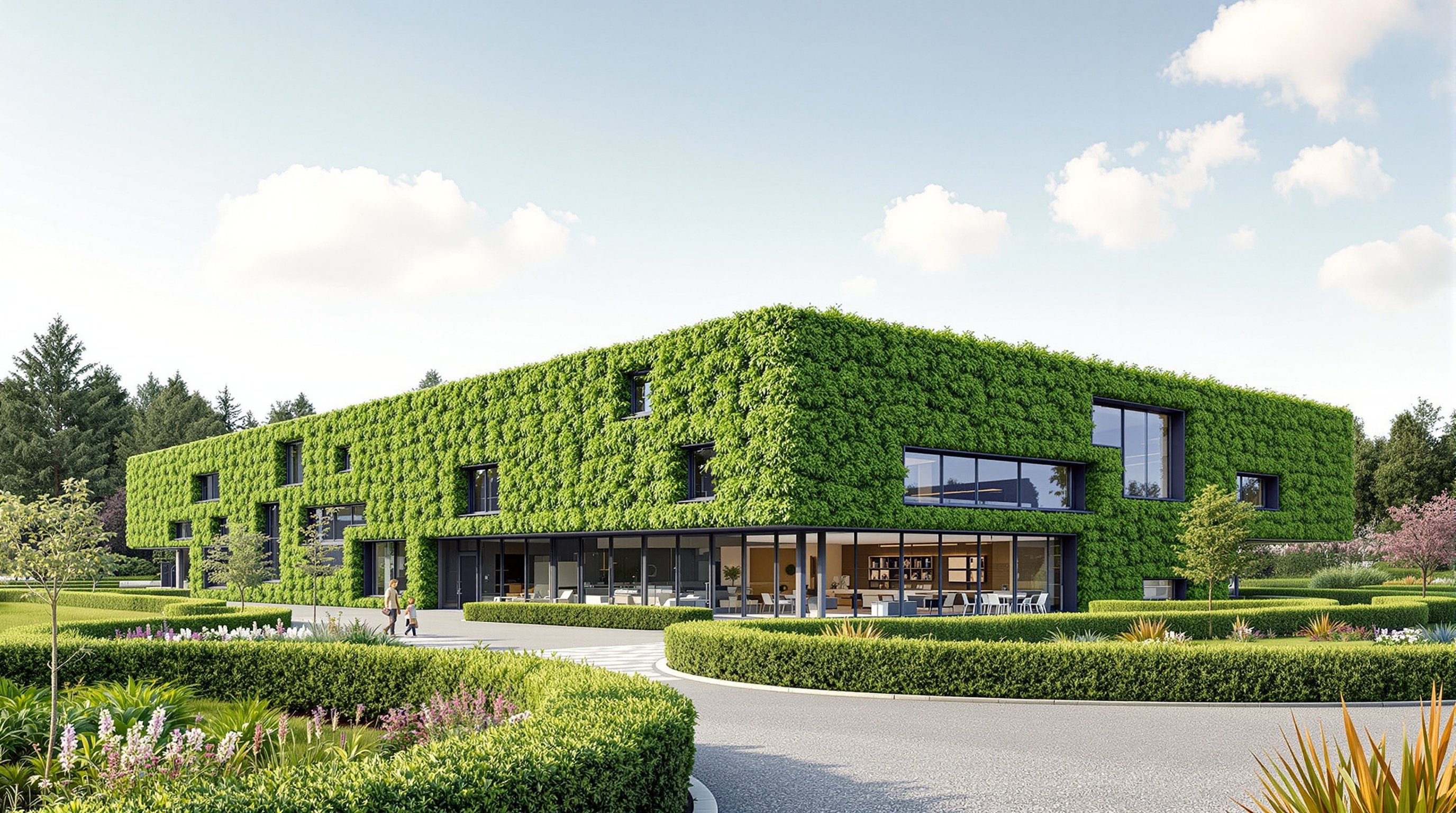 Nachhaltiges Rechenzentrum mit grüner Fassade