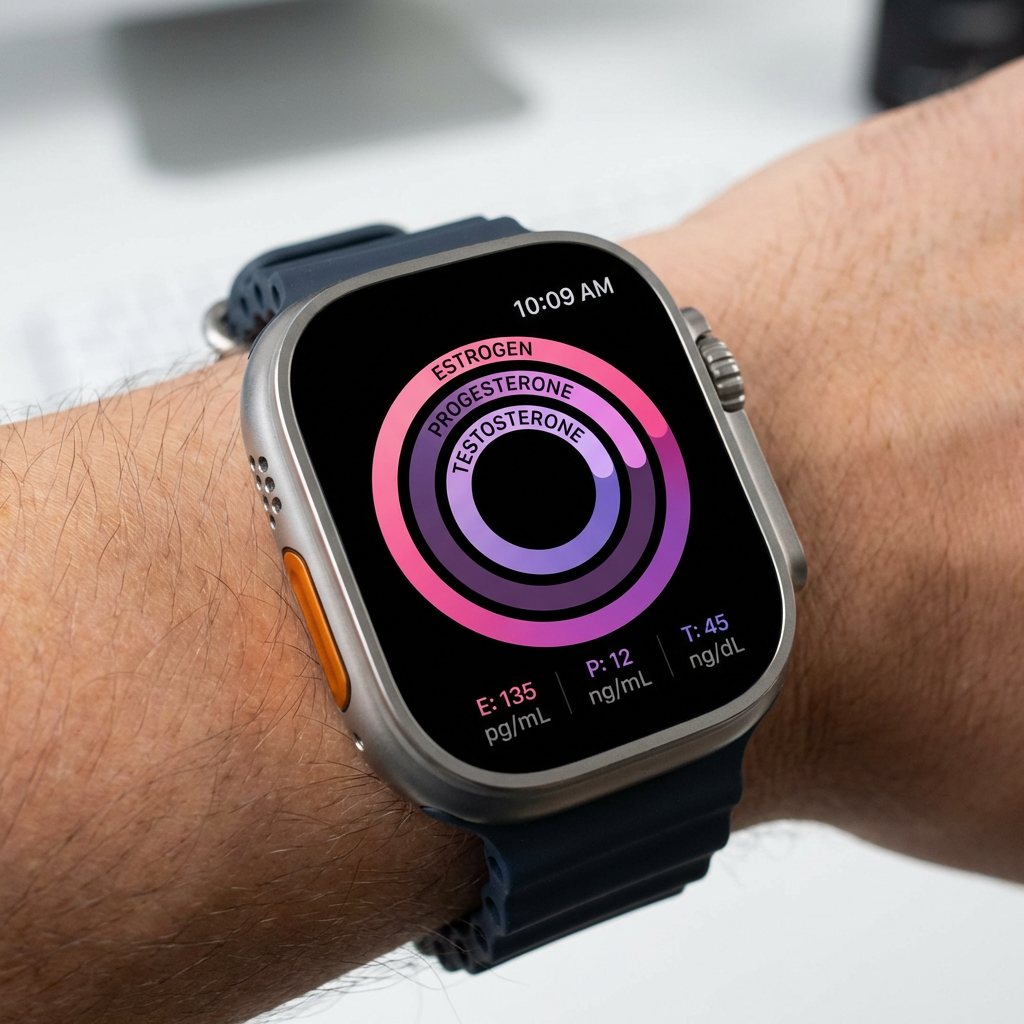 Apple Watch showing HormonAI health tracking interface